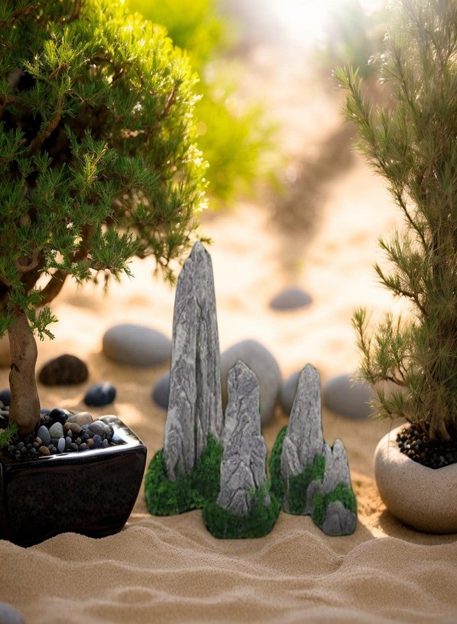 Wionin 8 Pieces Rockery Decor Zen Garden Accessories Micro Landscape Garden Decoration Mountain Landscape Figurines Mini Statues for Bonsai for Home Office Displays - Image 3